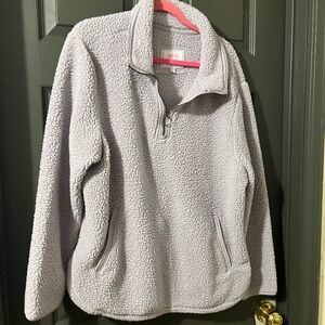 Cozy Gray/light lavender Fleece Quarter-Zip Sweatshirt